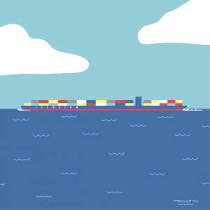barco ship mercancía goods illustration dibujo art