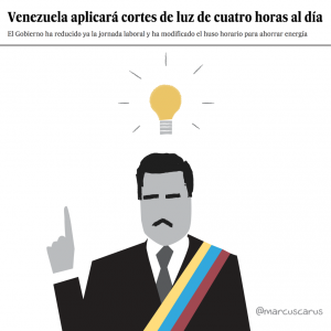 Venezuela nicolás Maduro artículo prensa electricidad cortes huso horario crisis metáfora visual noticia corte luz rajoy