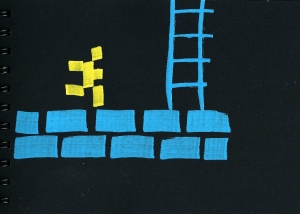 dibujo drawing minimal correr 8bit huir scape escalera ladder pixel